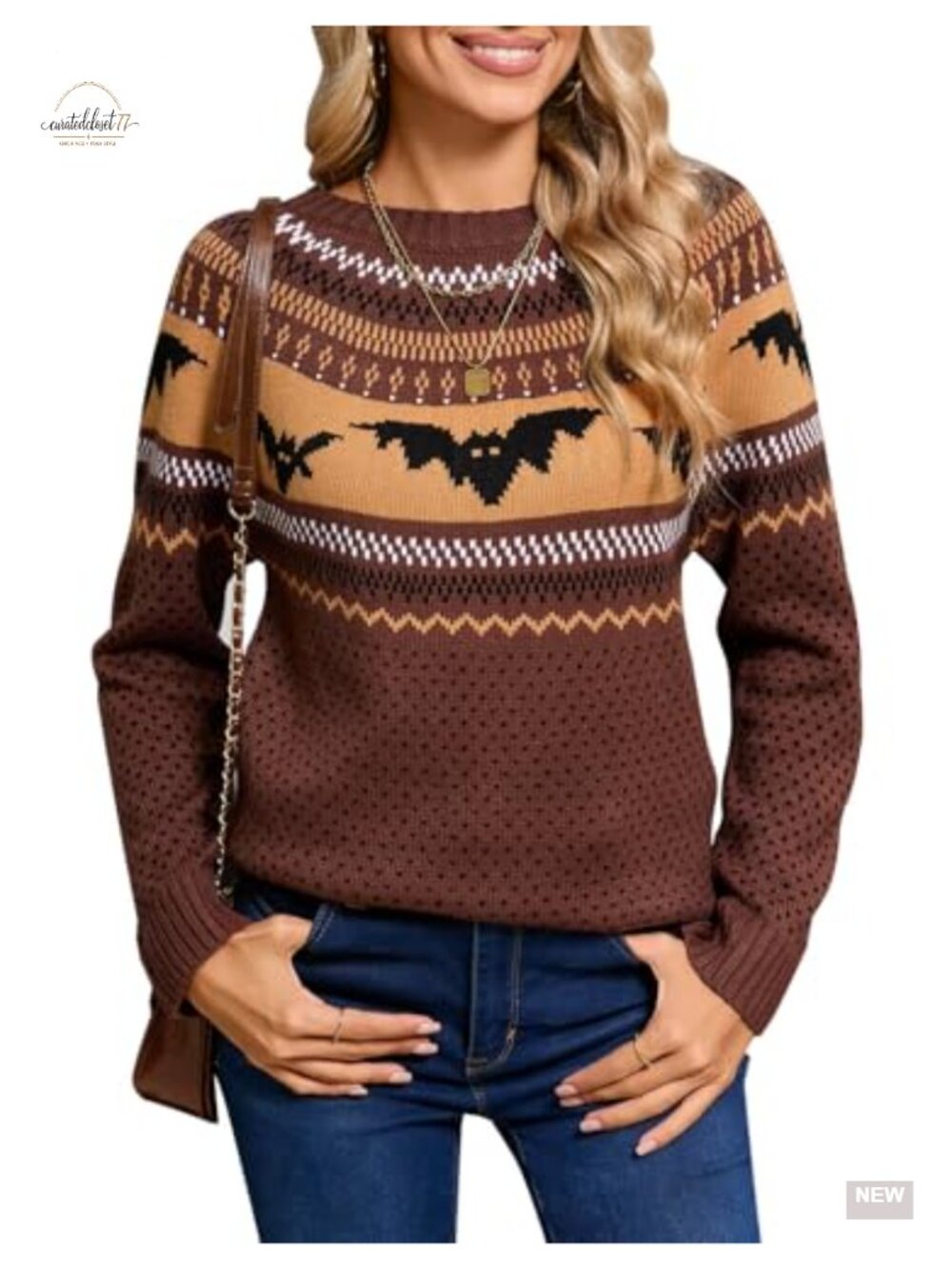 Women's Fair Isle Sweater Long Sleeve Knit Pullover Halloween